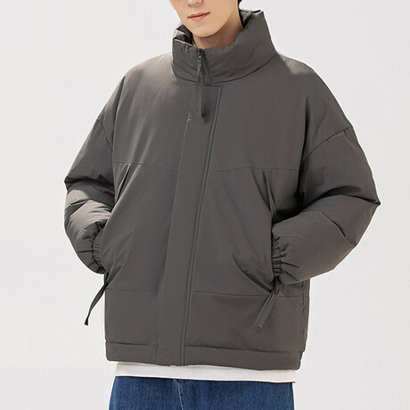 High Collar Puffer Jacket // Dark Gray (XS)