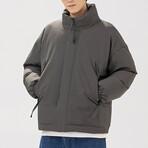 High Collar Puffer Jacket // Dark Gray (M)