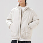 High Collar Puffer Jacket Style 2 // Cream (L)