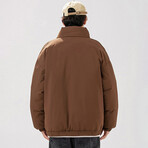 High Collar Puffer Jacket // Brown (2XL)