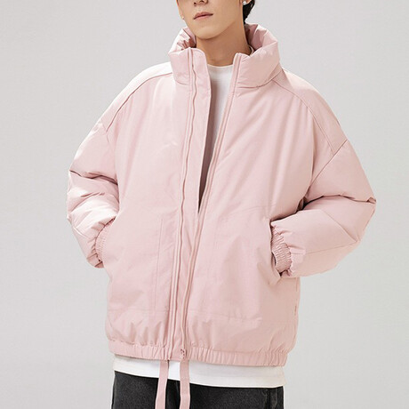 High Collar Puffer Jacket Style 2 // Pink (XS)