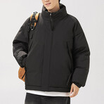 High Collar Puffer Jacket // Black (L)