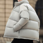 High Collar Puffer Jacket // Gray (M)
