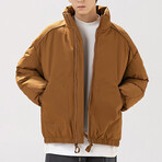High Collar Puffer Jacket Style 2 // Brown (L)