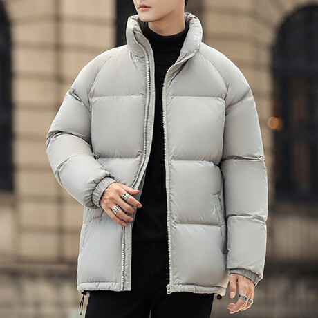 High Collar Puffer Jacket // Gray (XS)