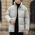 High Collar Puffer Jacket // Gray (M)