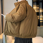 High Collar Puffer Jacket Style 2 // Brown (L)