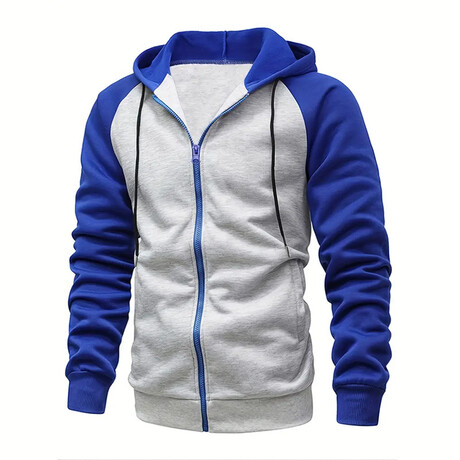 Raglan Jacket // Light Gray + Blue (XS)