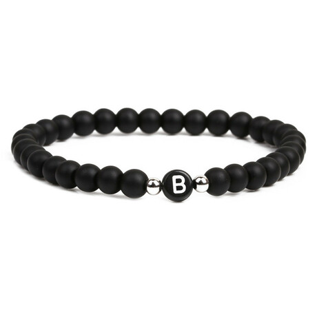Alpha Letter B Stretch Bracelet // Black