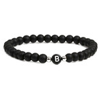 Alpha Letter B Stretch Bracelet // Black
