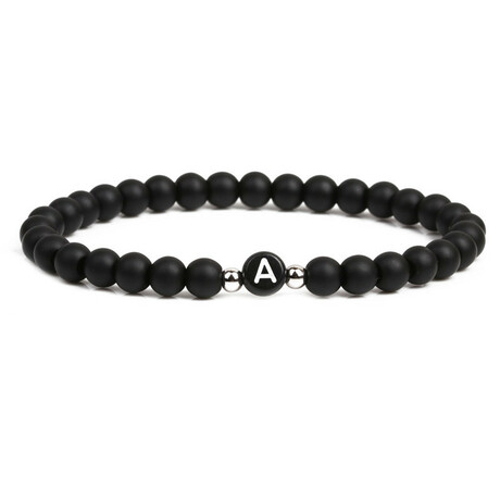 Alpha Letter A Stretch Bracelet // Black