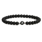 Alpha Letter A Stretch Bracelet // Black