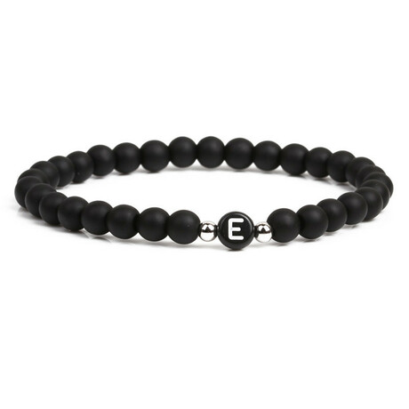Alpha Letter E Stretch Bracelet // Black