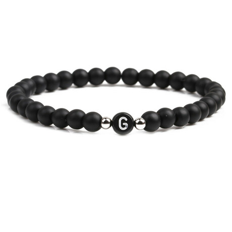 Alpha Letter G Stretch Bracelet // Black