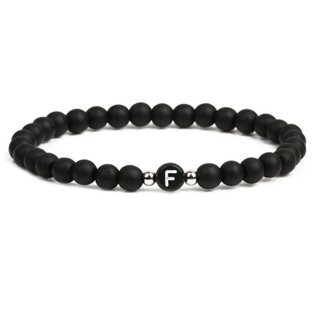 Alpha Letter F Stretch Bracelet // Black