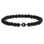 Alpha Letter F Stretch Bracelet // Black