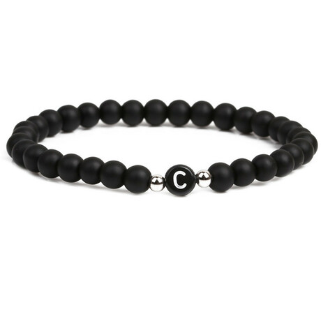 Alpha Letter C Stretch Bracelet // Black