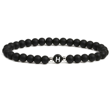 Alpha Letter H Stretch Bracelet // Black