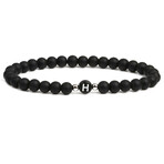 Alpha Letter H Stretch Bracelet // Black