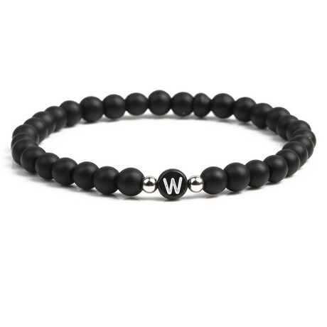 Alpha Letter W Stretch Bracelet // Black