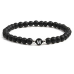 Alpha Letter W Stretch Bracelet // Black