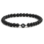 Alpha Letter N Stretch Bracelet // Black