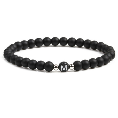Alpha Letter M Stretch Bracelet // Black