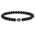 Alpha Letter M Stretch Bracelet // Black