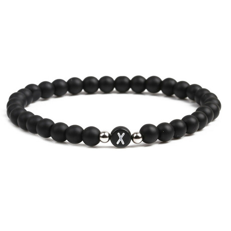 Alpha Letter X Stretch Bracelet // Black