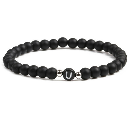 Alpha Letter U Stretch Bracelet // Black
