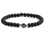 Alpha Letter U Stretch Bracelet // Black