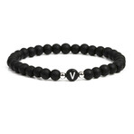 Alpha Letter V Stretch Bracelet // Black