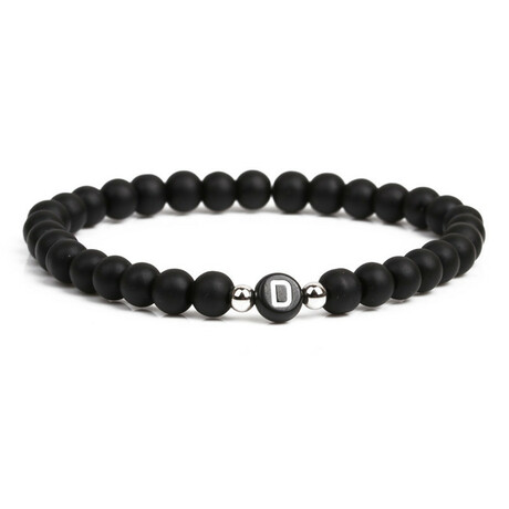 Alpha Letter D Stretch Bracelet // Black