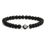 Alpha Letter D Stretch Bracelet // Black