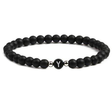 Alpha Letter Y Stretch Bracelet // Black