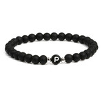 Alpha Letter P Stretch Bracelet // Black