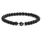 Alpha Letter J Stretch Bracelet // Black