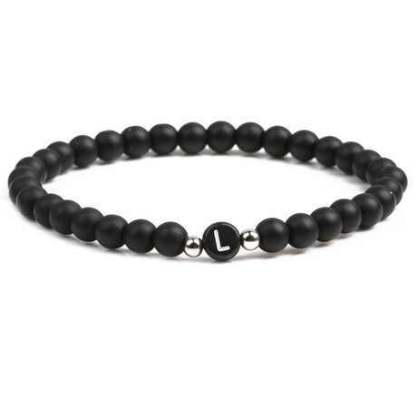 Alpha Letter L Stretch Bracelet // Black