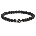 Alpha Letter L Stretch Bracelet // Black
