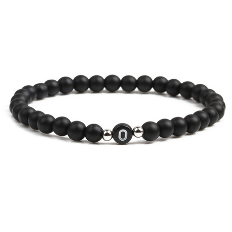 Alpha Letter O Stretch Bracelet // Black