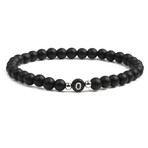 Alpha Letter O Stretch Bracelet // Black