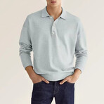 Long Sleeve Button Polo Shirt // Light Gray (L)