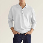 Long Sleeve Button Polo Shirt // White (XL)