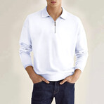 Long Sleeve Quarter Zip Polo Shirt // Style 2 // White (2XL)
