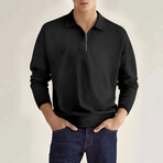 Long Sleeve Quarter Zip Polo Shirt Style 1 // Black (M)