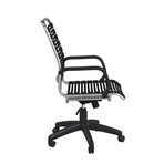 Marston Bungee Flat High Back Office Chair // Black with Aluminum Frame and Black Base