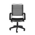 Marston Bungee Flat High Back Office Chair // Black with Aluminum Frame and Black Base