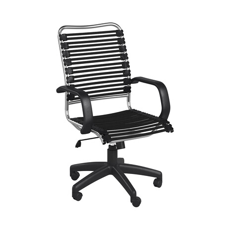 Marston Bungee Flat High Back Office Chair // Black with Aluminum Frame and Black Base