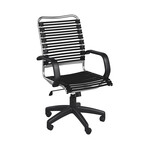 Marston Bungee Flat High Back Office Chair // Black with Aluminum Frame and Black Base