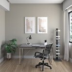 Marston Bungee Flat High Back Office Chair // Black with Aluminum Frame and Black Base